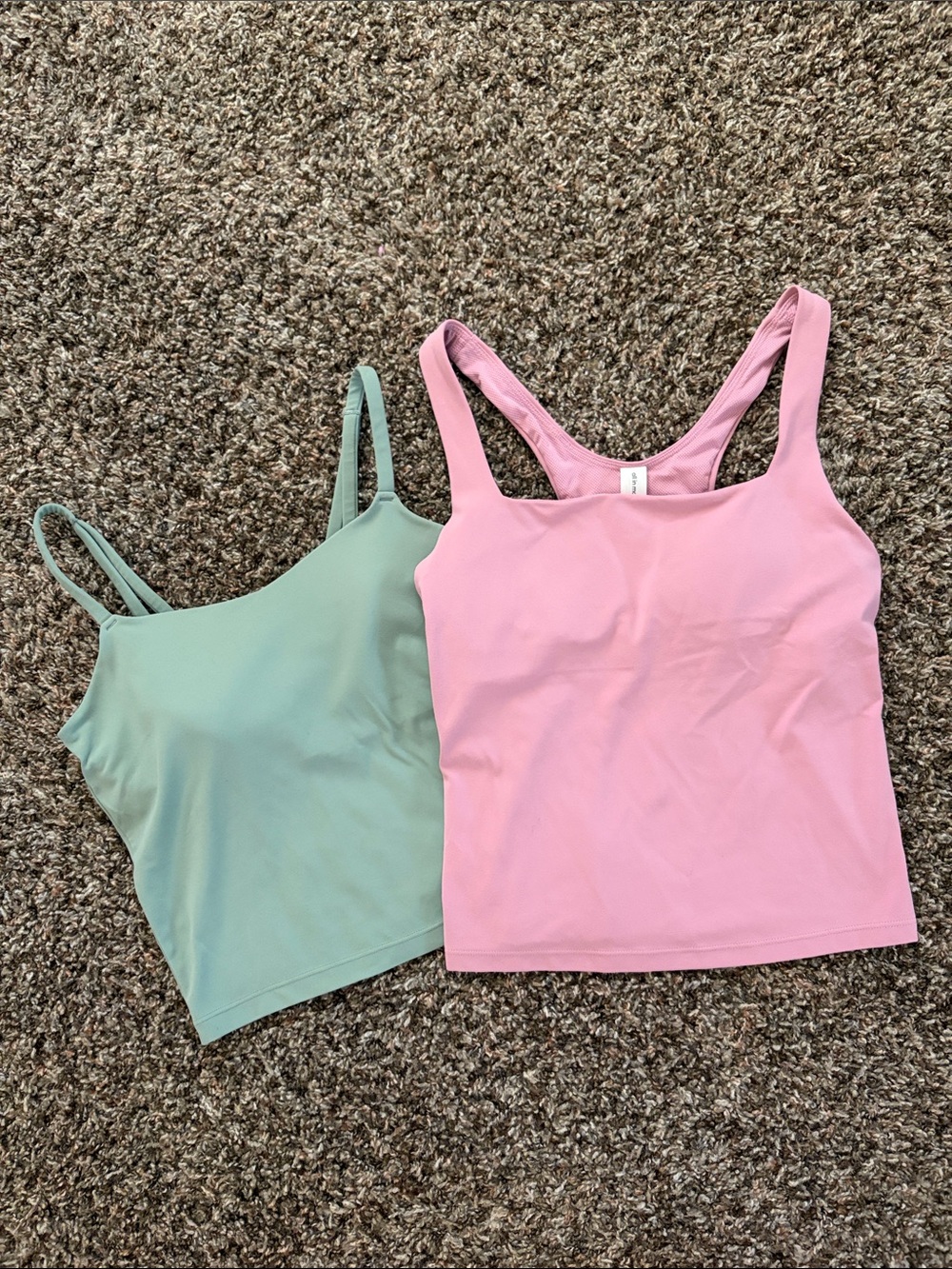 Set of 2 All in Motion Dusty Pink/Olive Green Athletic Sports Tanks, Size XS